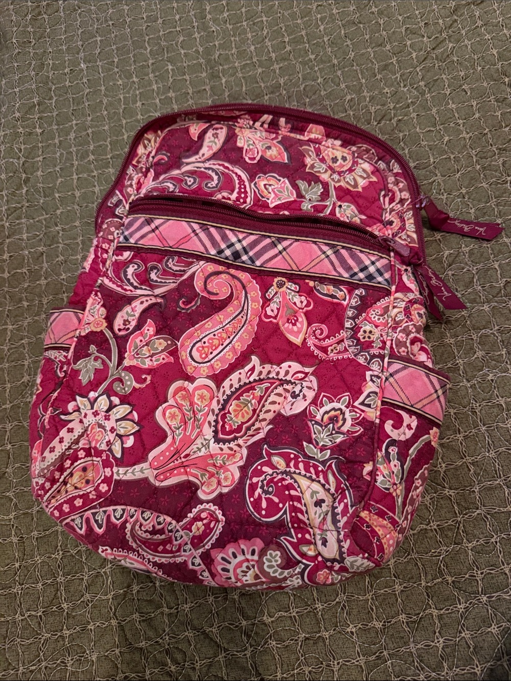 Vera Bradley Quilted Paisley Backpack in Berry Pink